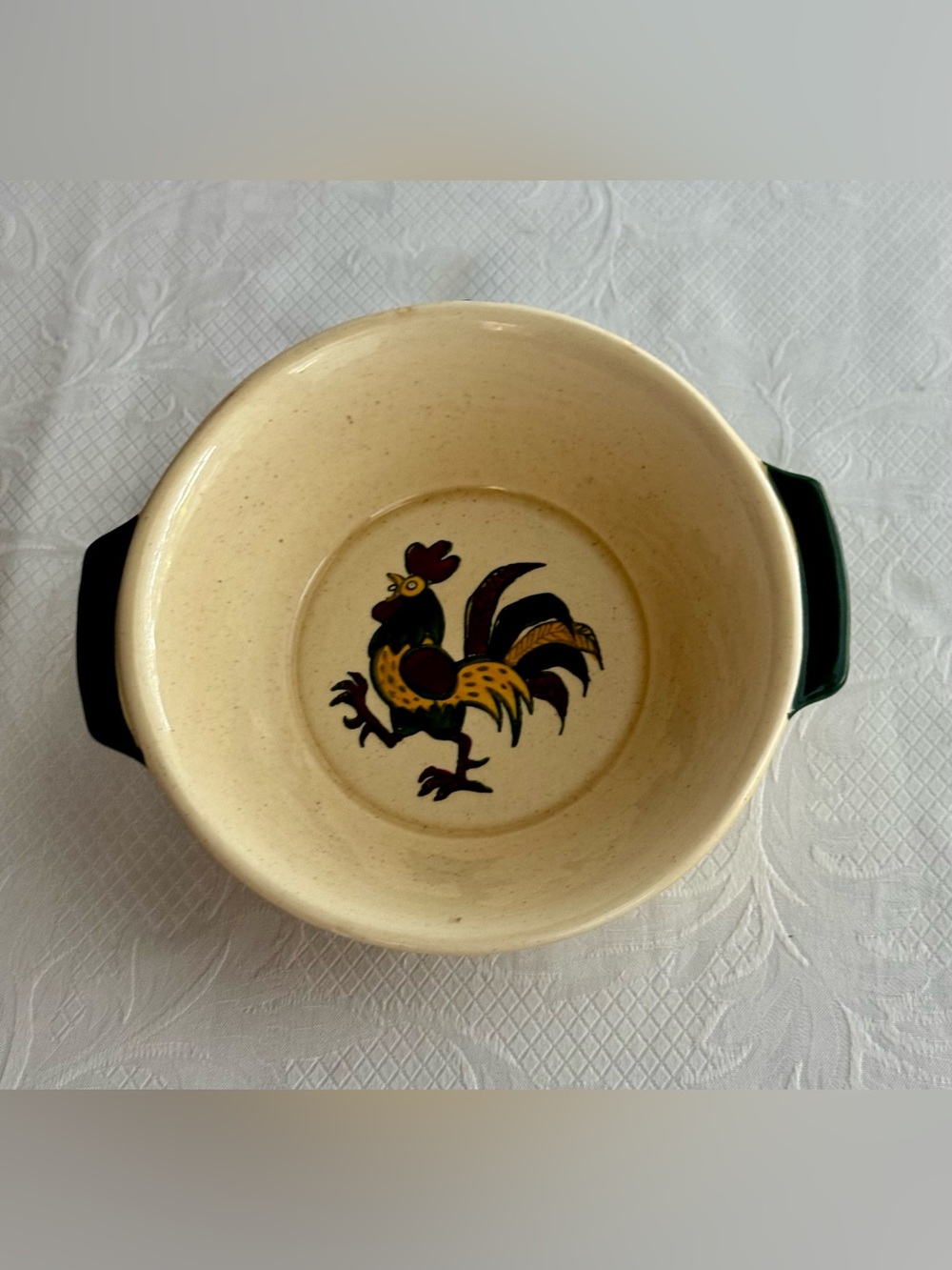 Vintage Metlox Poppytrail Provincial Rooster Serving Bowl- 2-Handle- 8.5” wide